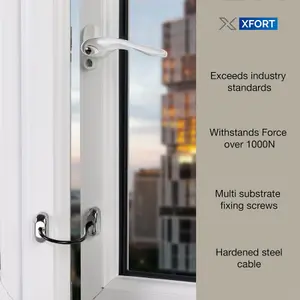 XFORT Viper Fixed Cable Window Restrictor in Polished Chrome