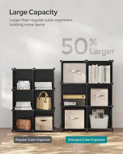 SONGMICS Cube Storage, 6-Unit Modular Organizer, for Living Room, Bedroom, Study, Comes with Rubber Mallet, Black