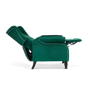 Velvet Emerald Green Marianna Manual Recliner Wingback Chair