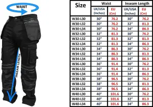 SSS Mens Work Trousers Cargo Multi Pockets Work Pants, S:30W/30L, M:32W/30L, L:34W/30L, XL:36W/30L, XXL:38W/30L and 3XL:40W/30L