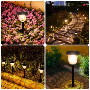 Solar Pathway Lights Garden Lights 7 Color Changing Outdoor Solar Yard Lights Auto On/off Waterproof 6 Pack Landscape Lights (Set of 6)