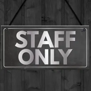 Red Ocean Staff Only Hanging Plaque Door Shop Wall Office Retail Restaurant Bathroom Toilet Sign