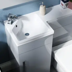 Nes Home Raven Left Hand 900mm Vanity Basin Unit, WC Unit & Elora Back to Wall Toilet Grey