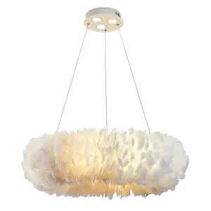 Modern White Chic Fluffy Feather Chandelier Ceiling Pendant Light Shade Dia 50cm