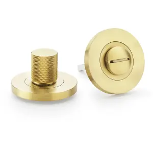 Modern Knurled Thumbturn & Release Lock - Satin Brass - Bathroom Door WC