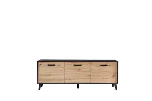 Stylish Artona 02 TV Cabinet H680mm W1860mm D400mm - Oak Artisan & Black Matt Finish