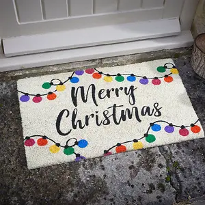 Merry Christmas Natural Coir Door Mat