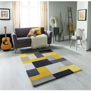 Melrose Lexus Yellow Low Pile Large Area Rug 160/230cm