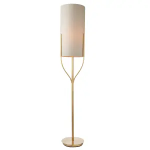 Anson Lighting Cortez Floor light finished in Satin brass plate and natural linen mix fabric