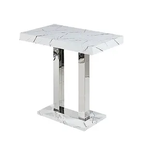 Vida Marble Effect High Gloss Bar Table 4 Candid Black Stools