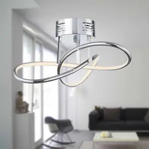 First Choice Lighting Infinity Curved Arms LED Semi Flush Ceiling Light