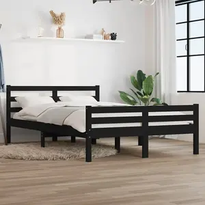 Berkfield Bed Frame Black Solid Wood 150x200 cm King Size