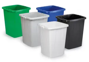 Durable DURABIN Grey Square Recycling Bin + Green Lid - Food Safe - 90L