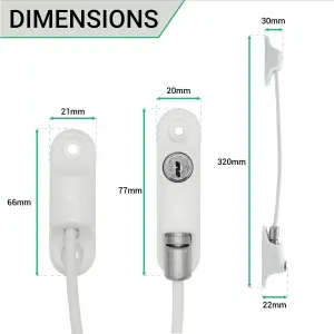 AFIT Cable Window Restrictor Child / Adult Safety Wire Restrictor Timber or UPVC Safety Security Lock Key Locking