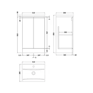 Urban 510mm Free-standing Single Vanity Unit White