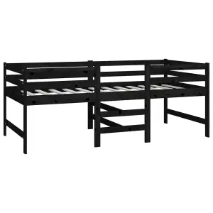 Berkfield Mid-high Bed Black Solid Pinewood 90x200 cm