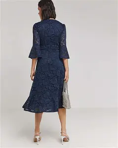 Joanna Hope Navy Lace Midi Dress - Navy - Size 14 - Women's