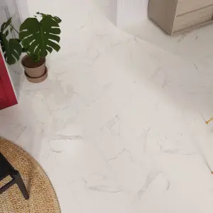 GoodHome Elegance White Marble effect Laminate Flooring Sample