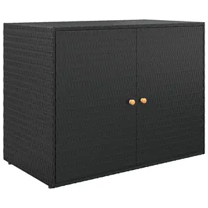 Berkfield Garden Storage Cabinet Black 100x55.5x80 cm Poly Rattan