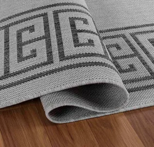 Modern Greek Key Design Outdoor-Indoor Rugs Dark Grey 160x230 cm