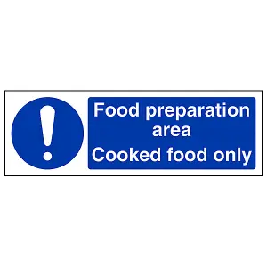 Food Prep Area Cooked Food Catering Sign Adhesive Vinyl 300x100mm (x3)