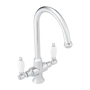 ENKI Dorchester Chrome Dual Flow Polished Brass Mixer Tap for Kitchen Sink