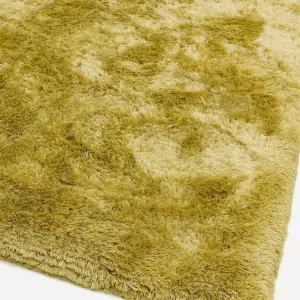 Asiatic Plush Yellow Plain Shaggy Rug-70cm X 140cm