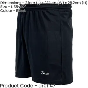 L ADULT Elastic Lightweight Football Gym Training Shorts - Plain BLACK 38-40"