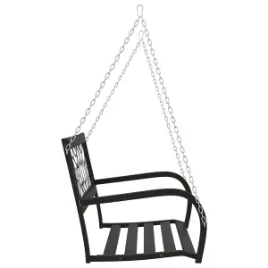 Berkfield Garden Swing Bench 125 cm Steel and Plastic Black