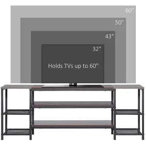 HOMCOM TV Unit Cabinet for TVs up to 60 Inches with Shelves Brown and Grey