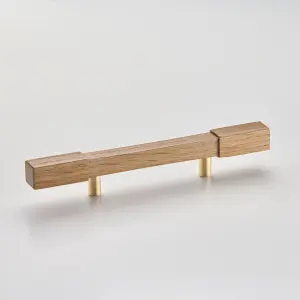 Solid Oak & Brass Handle - Wychbury 200mm Clear Lacquer