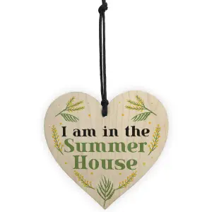 I Am In The Summerhouse Sign Hanging Door Sign Wood Heart Garden Shed Sign Home Decor Gift