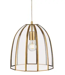 Luminosa Lincoln Pendant Light Antique Brass with Clear Glass