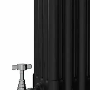 Rinse Bathrooms Traditional Radiator 1800x380mm Black Vertical 4 Column Cast Iron Radiators Central Heating Heater Rads