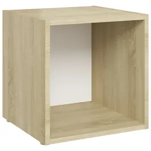 Berkfield TV Cabinets 4 pcs White and Sonoma Oak 37x35x37 cm Engineered Wood