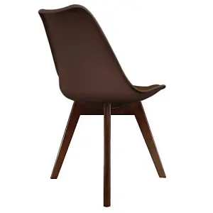 Soho Chocolate Plastic Dining Chair with Squared Dark Wood Legs