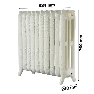 Arroll Montmartre Cream 3 Column Radiator, (W)834mm x (H)760mm