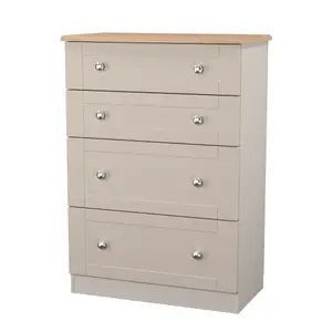 Sussex Ready assembled Beige & oak 4 Drawer Chest (H)1074mm (W)765mm (D)415mm