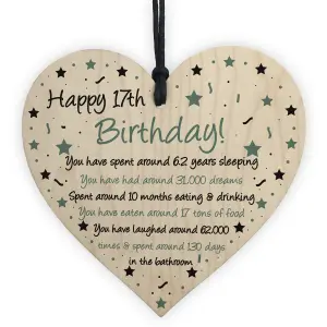 Red Ocean Funny 17th Birthday Gift For Daughter Son Wood Heart Novelty 17th Birthday Card