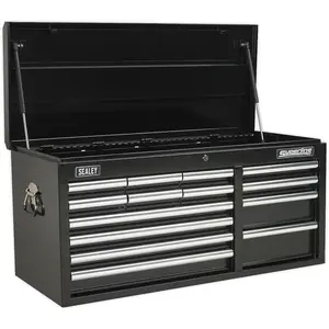 Lockable Black 14 Drawer Tool Chest - 1025mm Storage Solution