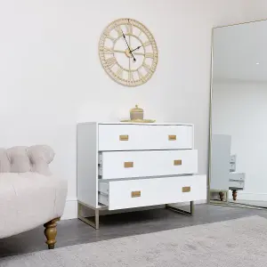 Melody Maison Large 3 Drawer Chest of Drawers - Elle White Range