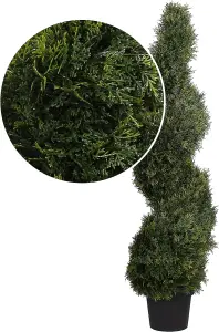 2x Artificial Spiral Topiary Tree - 4ft Faux Cedar Twist by Blooming Artificial