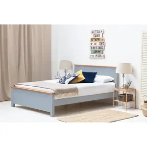 Aubrey Solid Wood Low Profile Bed Frame with Mattress Grey / 23cm Spring / Kingsize (5')