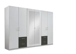 DURHAM 6 Door 4 Drawer wardrobe white and graphite drawers