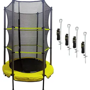 1390mm Kids Mini Trampoline with Safety Net and Ground Anchor for Safe Outdoor Fun