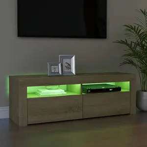 vidaXL TV Cabinet with LED Lights Sonoma Oak 120x35x40 cm