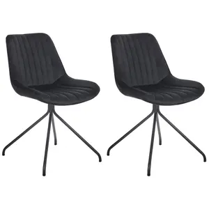 Set of 2 Dining Chairs NAVASOTA Velvet Black