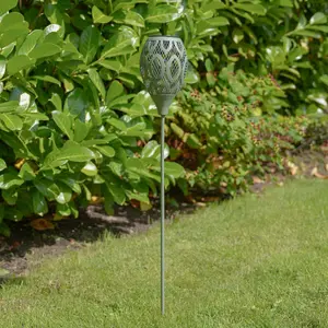 Festive Lights 75cm Sage Green Solar Metal Stake Light Garden Pathway Outdoor IP44 Lighting