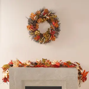 Artificial Door Wall Autumn Harvest Wreath Home Decor, Brown - One Size