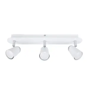 ValueLights Hardy Modern Gloss White and Chrome Adjustable 3 Way Ceiling Spotlight